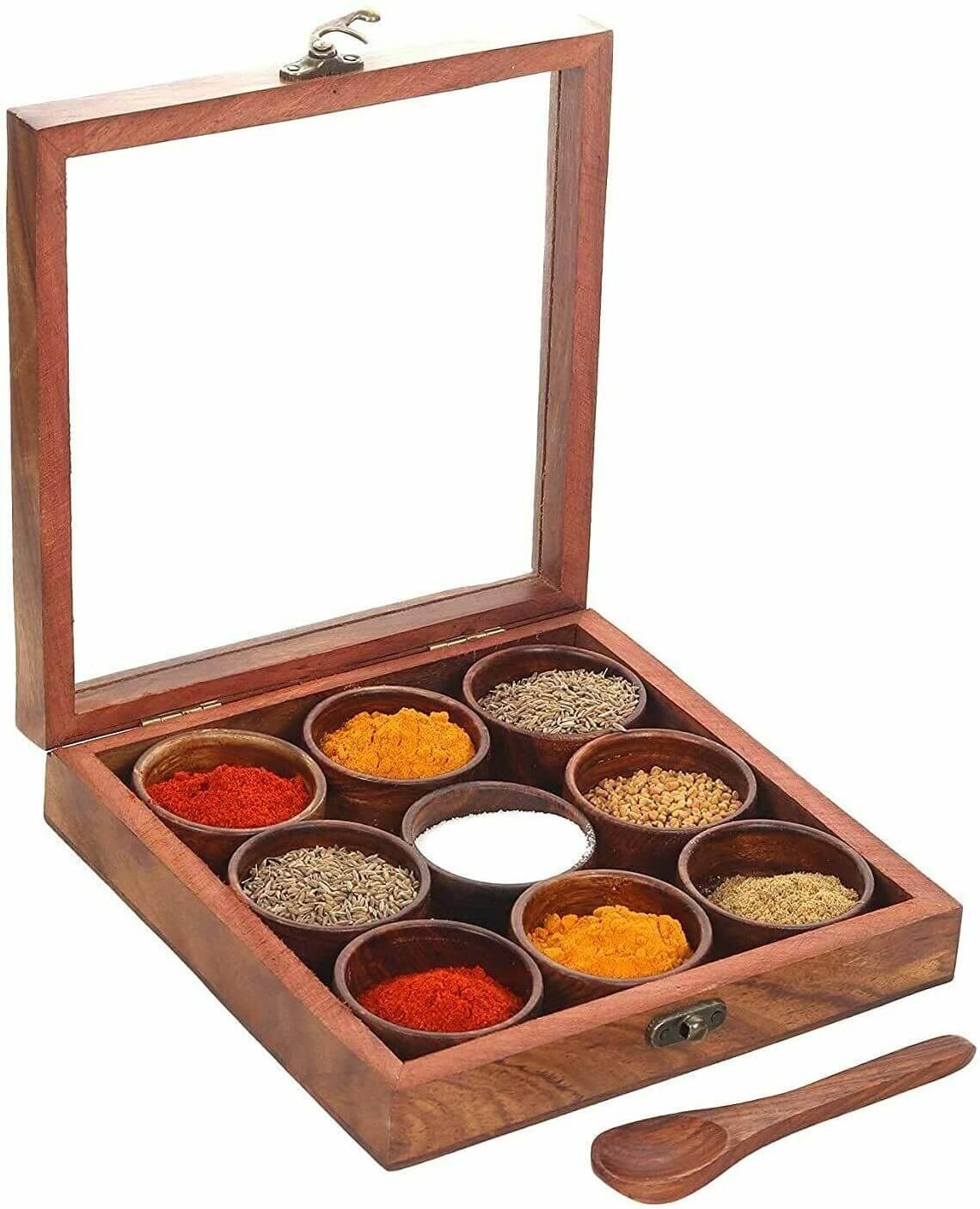 wooden spice box